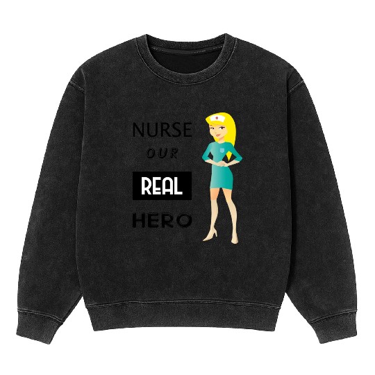 Nurse Aur Real Hero Cartoon Mineral Wash Sweatshirts