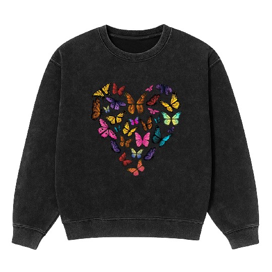 Butterfly Heart Valentine s Day Biology Teacher Mineral Wash Sweatshirts