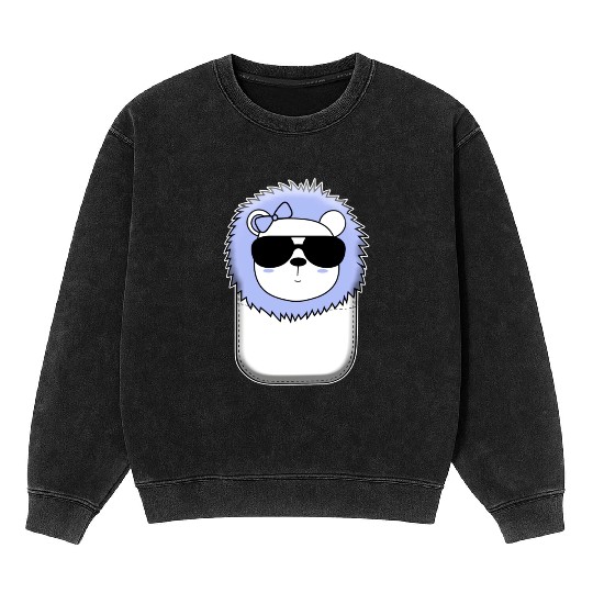 Cute Lion In The Pocket Pocket Kittens Cats Cat Mineral Wash Sweatshirts