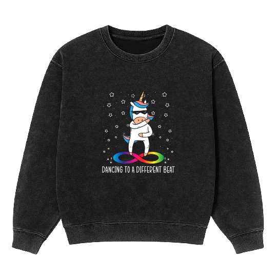 Dancing To A Different Beat Neurodiversity Unicorn Mineral Wash Sweatshirts