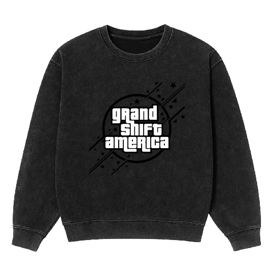 Unique Gta Parody Grand Shift America Mineral Wash Sweatshirts