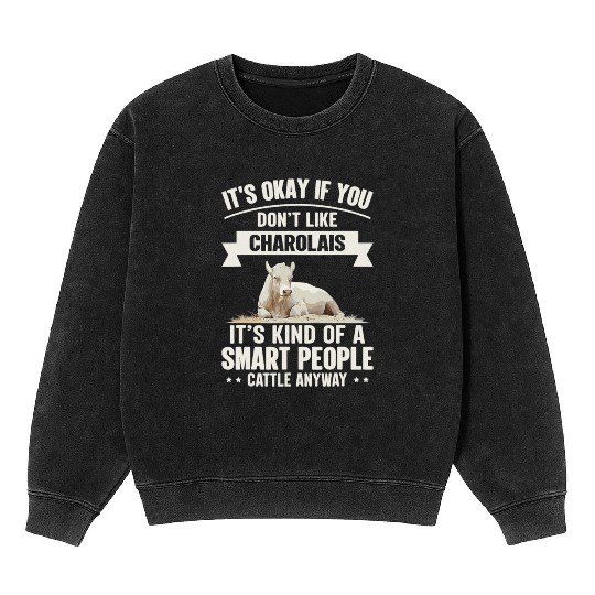 Smart People Cattle Farmer Cow Breed Charolais Mineral Wash Sweatshirts