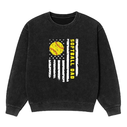Softball Dad fathers day Mineral Wash Sweatshirts