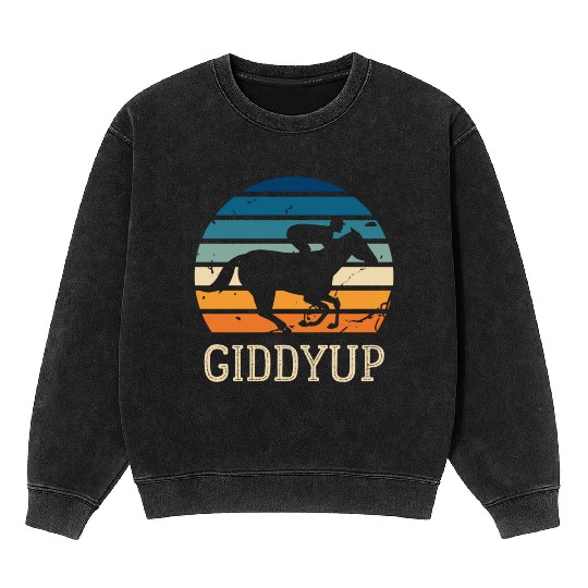Giddyup Horse Racing Mineral Wash Sweatshirts