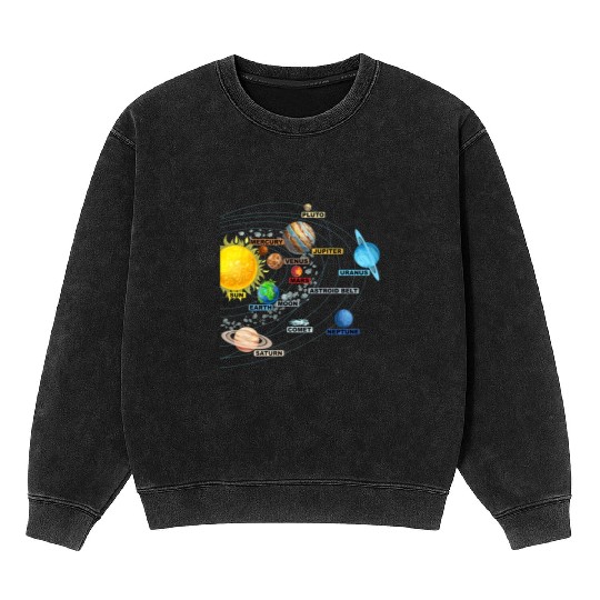 Solar System Planets Astronomy Space Science Girls Mineral Wash Sweatshirts