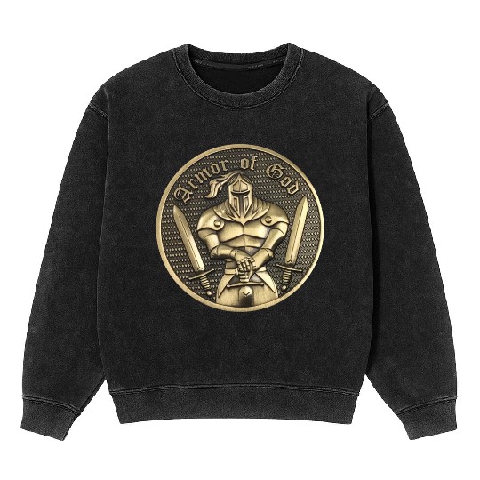 Armor of god christian knight Mineral Wash Sweatshirts