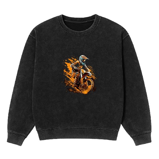 Dirt Bike Racer Biker Motorcycle Riding Motocross Mineral Wash Sweatshirts