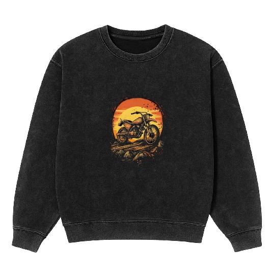 Dirt Bike Motorcycle Motorbike MX Biker Retro Mineral Wash Sweatshirts