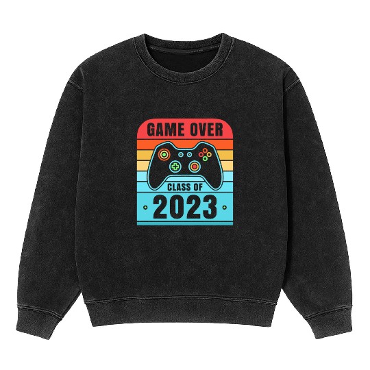 Game Over Class of 2023 Video Games 2023 Gamer Mineral Wash Sweatshirts