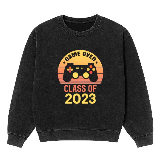 Game Over Class of 2023 Graduation Decorations Mineral Wash Sweatshirts