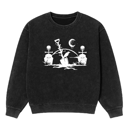 Gothic Graveyard Vintage Crow Lover Skull Fanatic Mineral Wash Sweatshirts