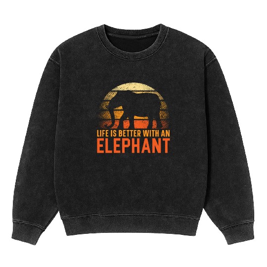 Elephant Lover Wildlife Animal Zoo Zookeeper Mineral Wash Sweatshirts