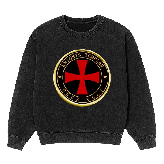 Knights Templar Deus Vult Mineral Wash Sweatshirts
