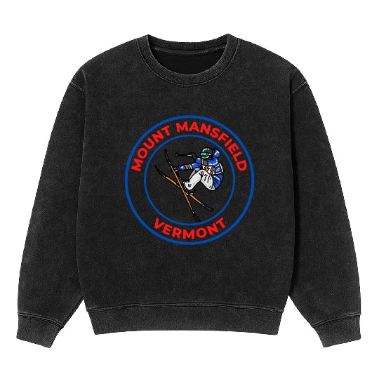 Retro Skiing Mount Mansfield Vermont Souvenir Mineral Wash Sweatshirts