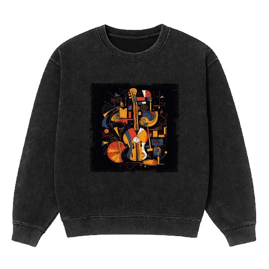 Abstract music instruments Mineral Wash Sweatshirts