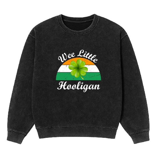 Wee Little Hooligan St Patricks Day Mineral Wash Sweatshirts