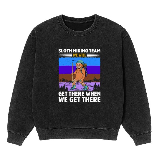 Sloth Hiking Team Wanderlust funny Mountaineer Mineral Wash Sweatshirts
