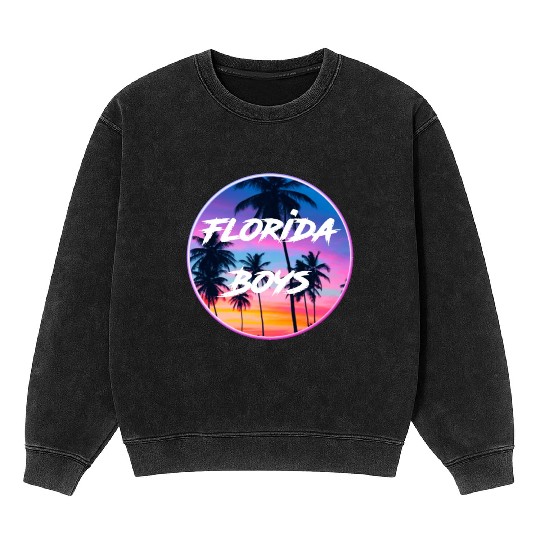 Florida Boys Palm Trees Sunset Mineral Wash Sweatshirts