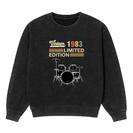 Vintage 1983 Drums 40th Birthday Drummer Mineral Wash Sweatshirts