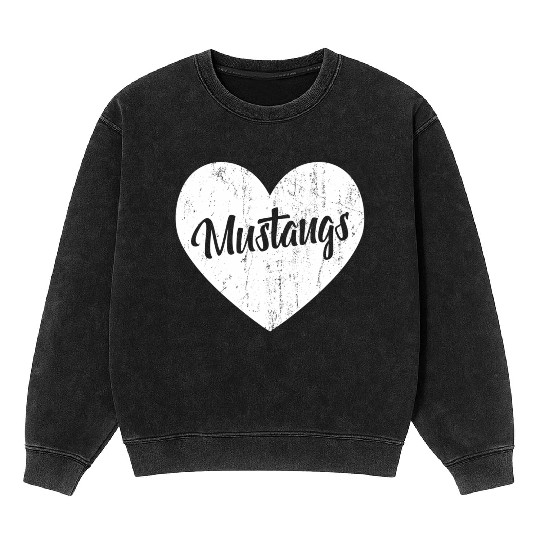 Mustangs School Sports Fan Team Spirit Mascot He Mineral Wash Sweatshirts