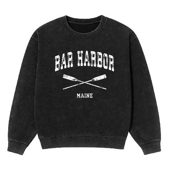 Bar Harbor Maine Nautical Crossed Oars Mineral Wash Sweatshirts