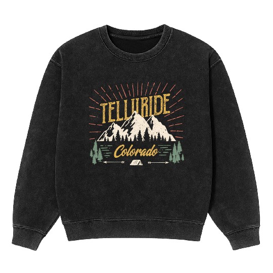Telluride Colorado Mountain 80S Style Mineral Wash Sweatshirts