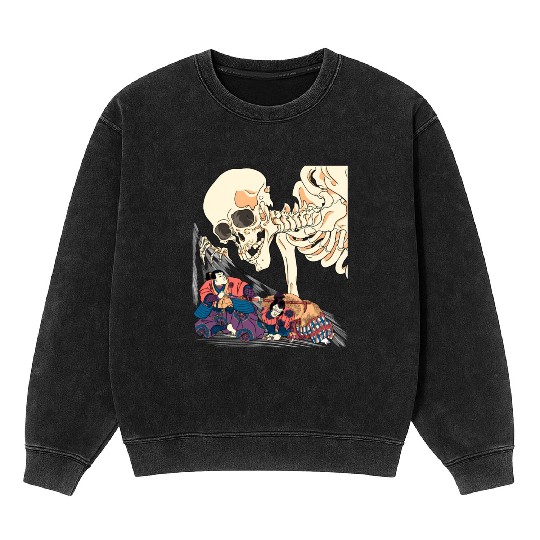Kuniyoshi Samurai Killing Skeleton Spectre Ukiyo-E Mineral Wash Sweatshirts