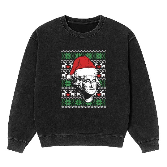 Ugly George Washington Patriotic President Mineral Wash Sweatshirts
