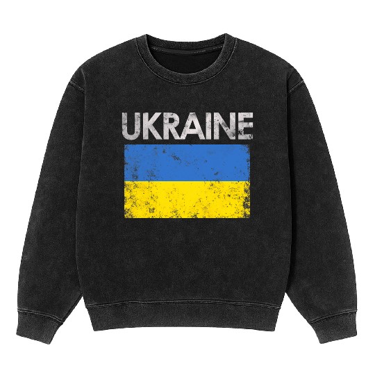 Ukraine Ukrainian Flag Pride Mineral Wash Sweatshirts