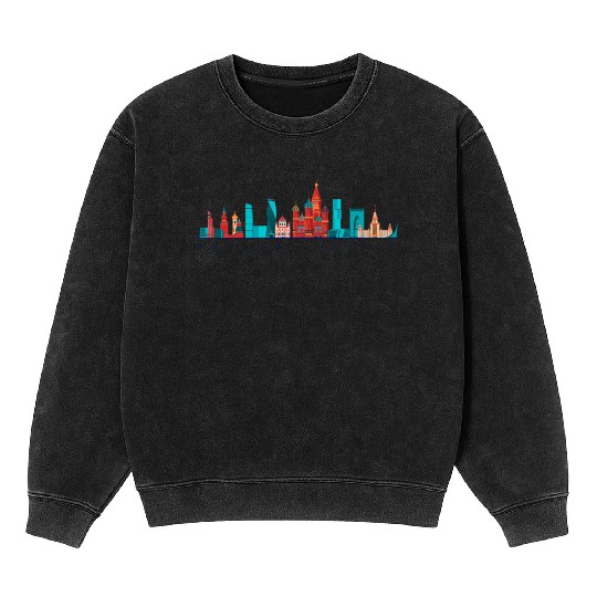 Moscow Skyline Russia Red Square Russian Mineral Wash Sweatshirts