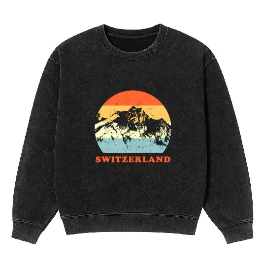 Switzerland Mountain Throwback Vacation Mineral Wash Sweatshirts