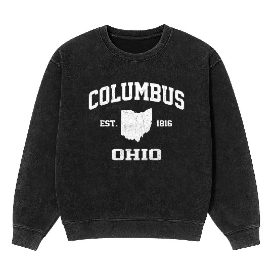 Columbus Ohio Oh State Athletic Style Mineral Wash Sweatshirts