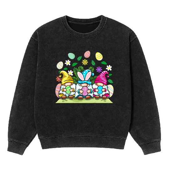 Happy Easter Gnomes Egg Hunting For Mineral Wash Sweatshirts