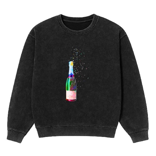 Champagne Bottle Sparks Mineral Wash Sweatshirts