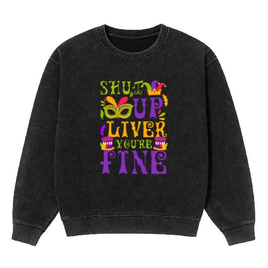 Mardi Gras New Orleans Fool Music Mineral Wash Sweatshirts