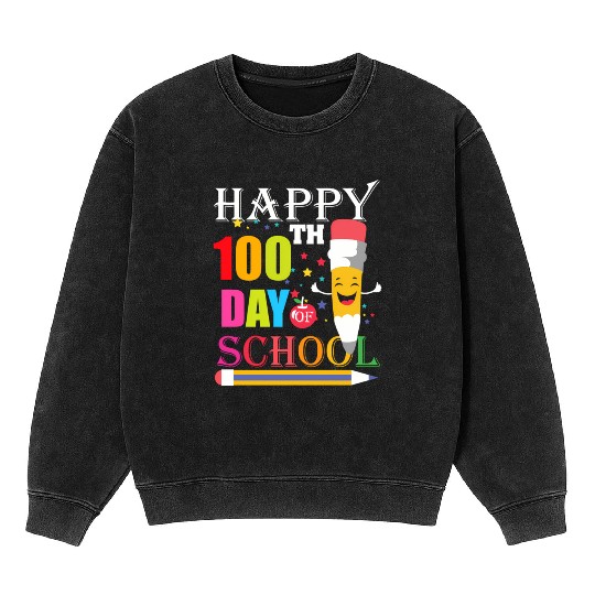 100Th Day Of School Teacher 100 Days Of School Sme Mineral Wash Sweatshirts