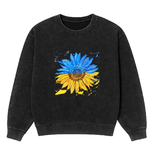 Ukraine Flag Sunflower Ukrainian Support Mineral Wash Sweatshirts