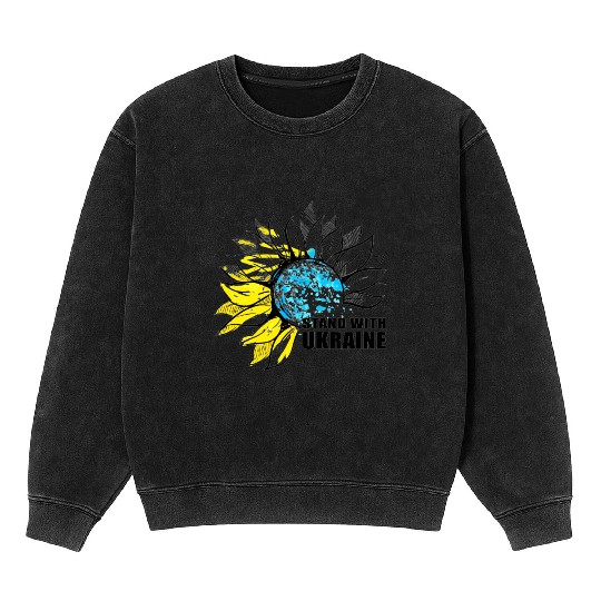 Sunflower Ukrainian Flag I Stand With Ukraine Ukra Mineral Wash Sweatshirts