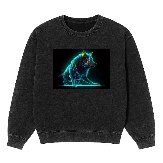 Neon Moon Wolf Mineral Wash Sweatshirts