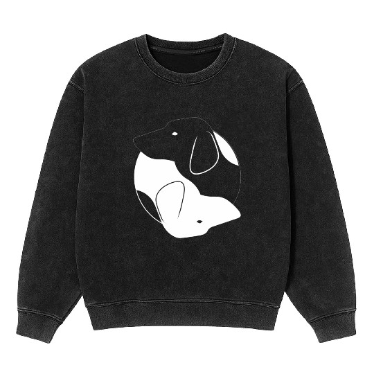 Yin Yang Dachshund Dog Symbol Zen Meditation Mineral Wash Sweatshirts