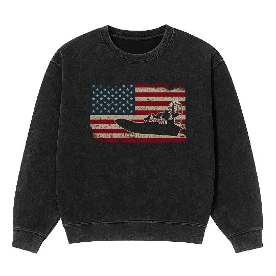 Airboat America Flag I Patriotic Airboat Captain R Mineral Wash Sweatshirts