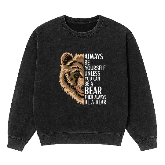 Bear Grizzly Wildlife Animal For Mineral Wash Sweatshirts