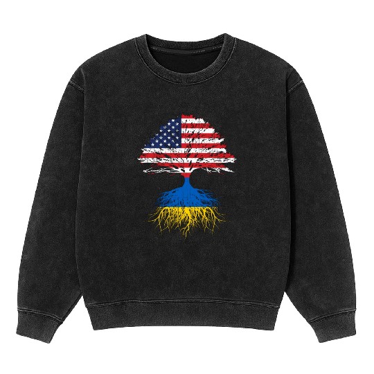 Ukrainian Roots Ukraine Us Flag Mineral Wash Sweatshirts