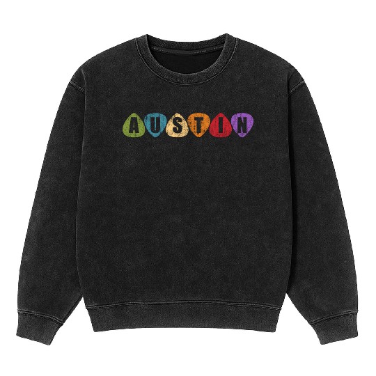 Austin Texas Music Guitar Pic Tx Mineral Wash Sweatshirts