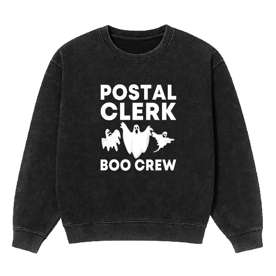Funny Postal Clerk Boo Crew Spooky Halloween Mineral Wash Sweatshirts