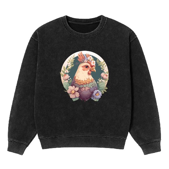 Cottagecore Cute Pet Chicken Farm Animal Mineral Wash Sweatshirts