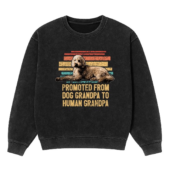 Promoted From Dog Grandpa Funny Goldendoodle Dog Mineral Wash Sweatshirts