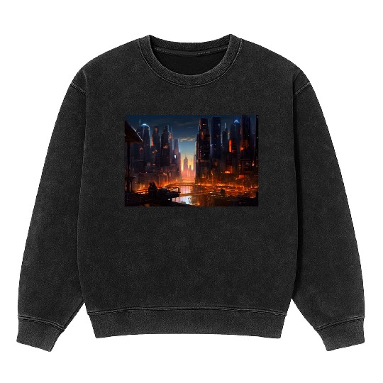 Chicago Cyber Punk Mineral Wash Sweatshirts