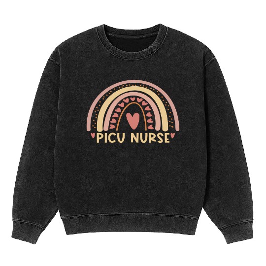 Picu Nurse Boho Rainbow Nursing Student Mineral Wash Sweatshirts