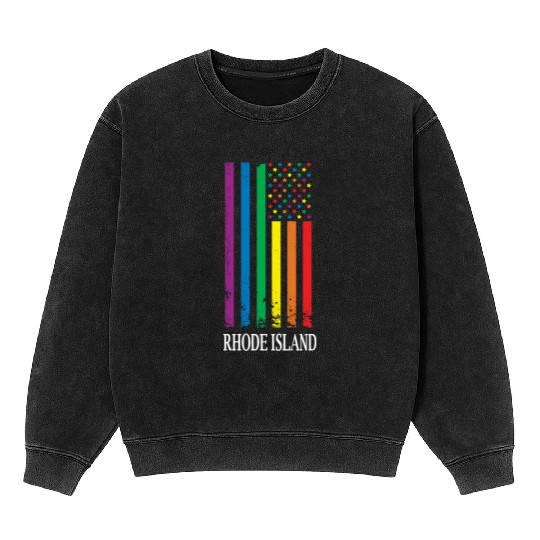 Rhode Island Pride Month Pride Flag LGBT Community Mineral Wash Sweatshirts